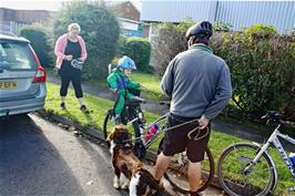 Unloading the bikes in Marsh Green Road, Exeter